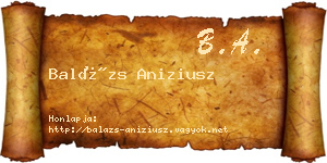 Balázs Aniziusz névjegykártya